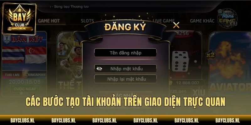 Các bước tạo tài khoản trên giao diện trực quan