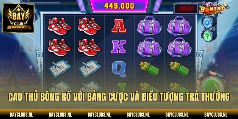 Cao thủ bóng rổ với bảng cược và biểu tượng trả thưởng