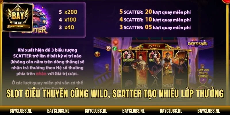 Slot Điêu thuyền cùng Wild, Scatter tạo nhiều lớp thưởng